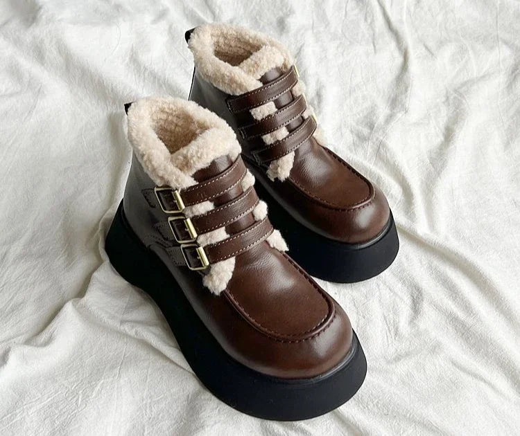 Stivali da neve da donna imbottiti con lacci eleganti con tacco medio Scarpe da donna con lacci Y2k Peluche protettivo Comodo di alta qualità 39