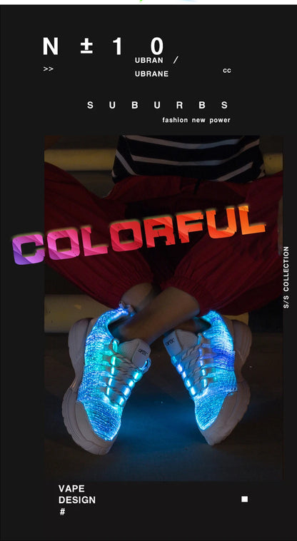 Scarpe da uomo moda LED sneakers illuminate ricarica USB fibra ottica tessuto suola elastica scarpe casual lampeggianti luminose luminose