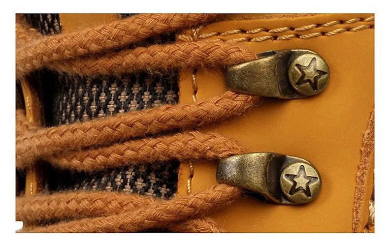 Stivali da uomo in vera pelle scarpe da lavoro Casual marrone marchio di lusso autunno inverno stivaletti maschili di moda fatti a mano Bot