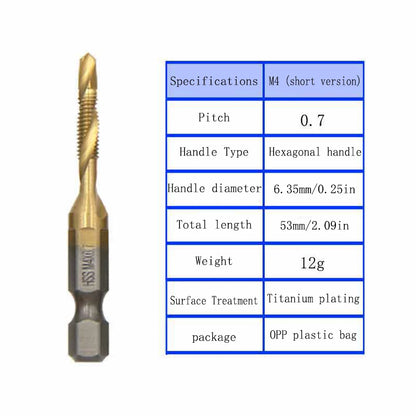 Multi functional HSS drilling tapping integrated spiral tap hand-held electric drill tap tool chamfer machine composite tap