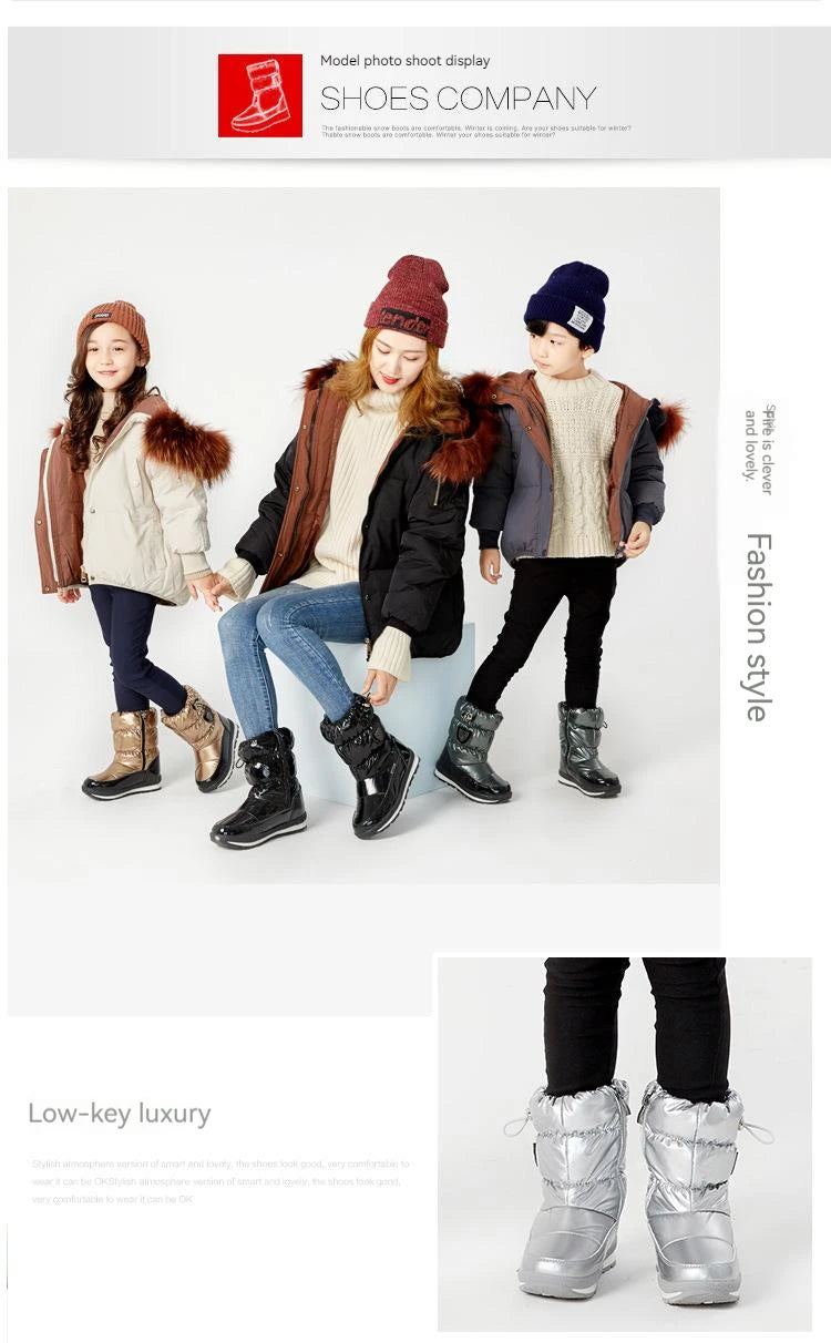 30% vera lana inverno caldo scarpe da bambino stivali da neve per bambini impermeabili -30 gradi tenere al caldo ragazze ragazzi stivali da neve scarpe per bambini