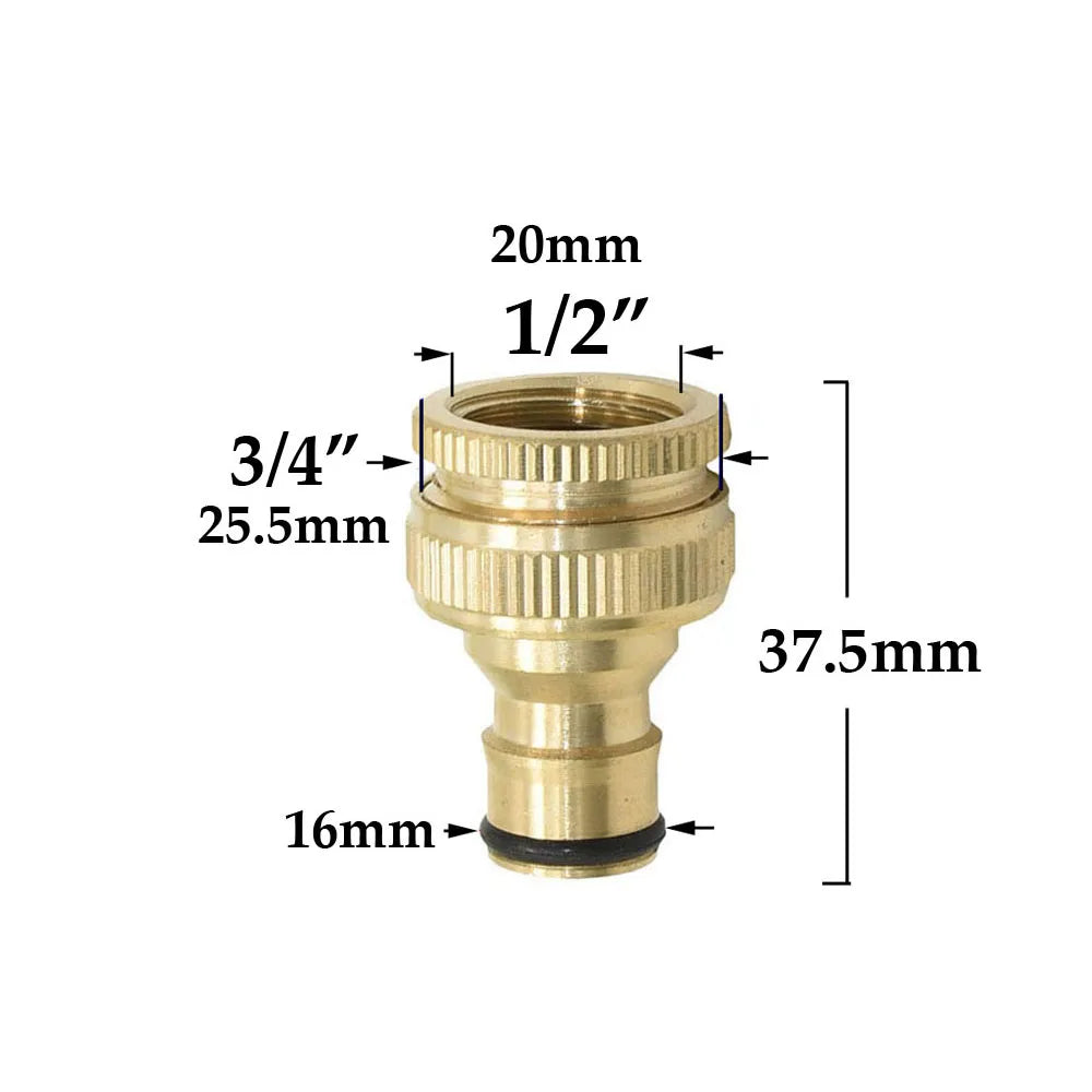 Raccordo rapido per tubo flessibile in ottone da 1/2'', 5/8", 3/4'', 1'', raccordo di arresto dell'acqua, raccordo per rubinetto con filettatura in rame, adattatore per pistola per irrigazione da giardino