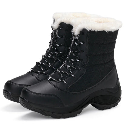 Stivali da neve Stivali con plateau da donna Scarpe invernali da donna antiscivolo Stivaletti caldi in pelliccia per donna Zeppe Stivali alti alla coscia impermeabili