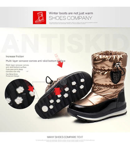 30% vera lana inverno caldo scarpe da bambino stivali da neve per bambini impermeabili -30 gradi tenere al caldo ragazze ragazzi stivali da neve scarpe per bambini