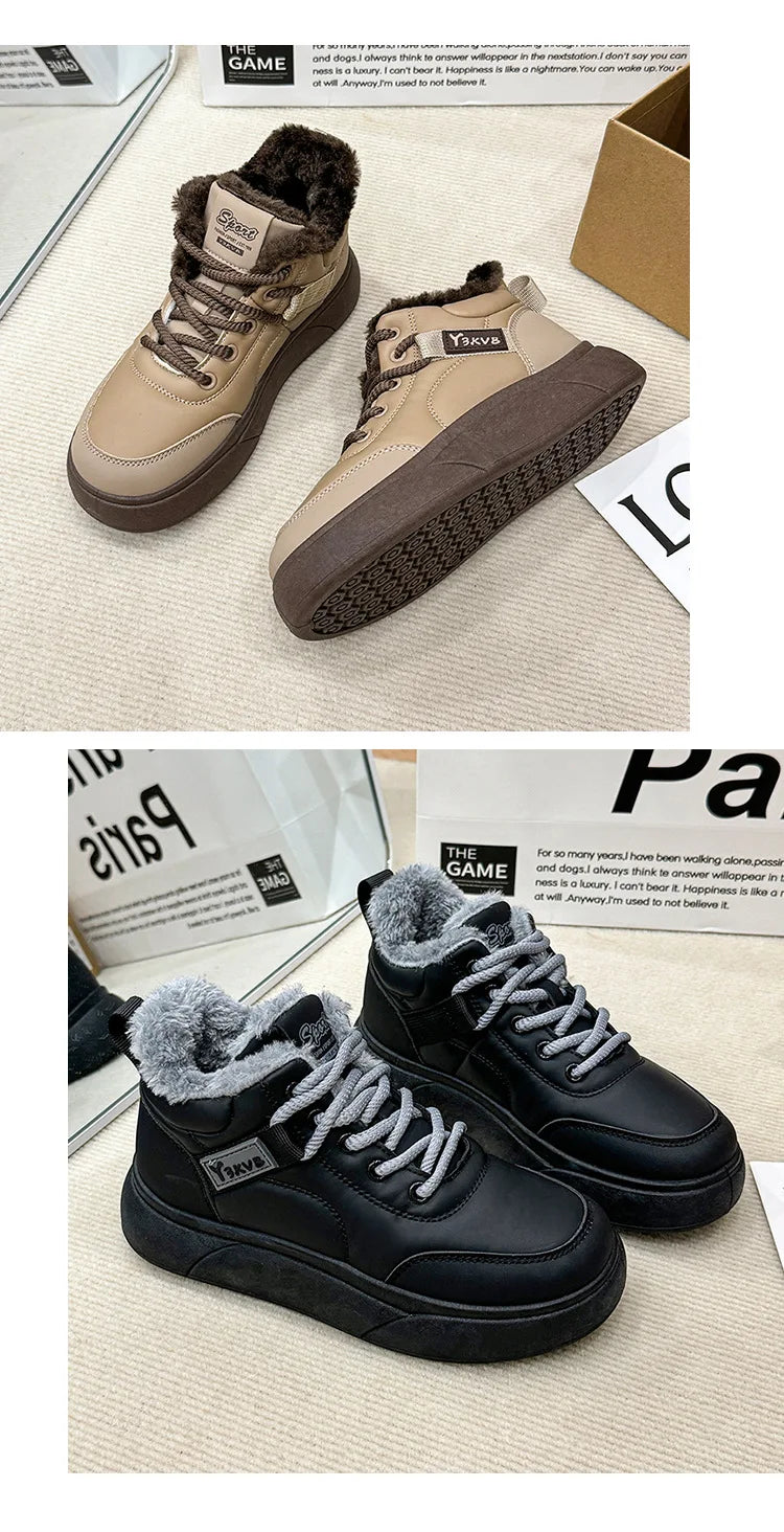 Stivali da neve da donna Scarpe in cotone ispessito in pile Inverno Nuove scarpe calde e versatili con la suola spessa Stivali da neve alla moda resistenti al freddo