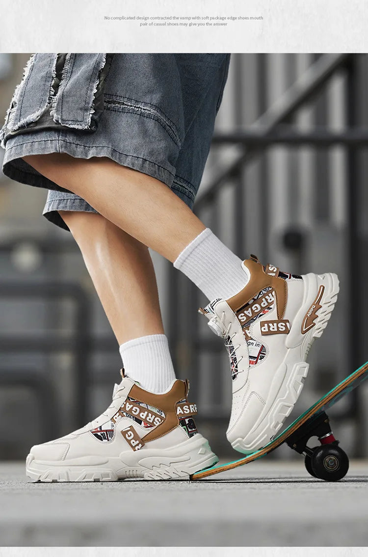 Scarpe da corsa sportive da uomo di grandi dimensioni per adolescenti, casual, con bottone di rotazione, fondo spesso, scarpe da papà rialzate, nuovo arrivo autunnale