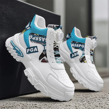 Scarpe da corsa sportive da uomo di grandi dimensioni per adolescenti, casual, con bottone di rotazione, fondo spesso, scarpe da papà rialzate, nuovo arrivo autunnale