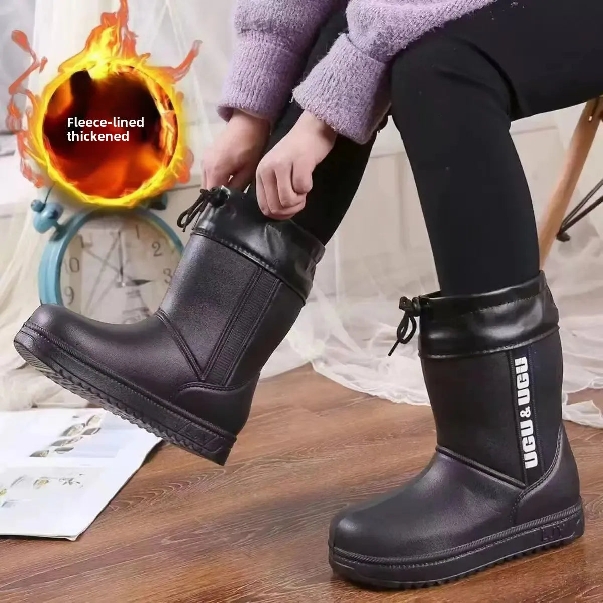 Stivali invernali in cotone EVA ispessito foderato in pile da donna ultraleggeri e impermeabili, scarpe in cotone caldo antifreddo per lavaggio auto