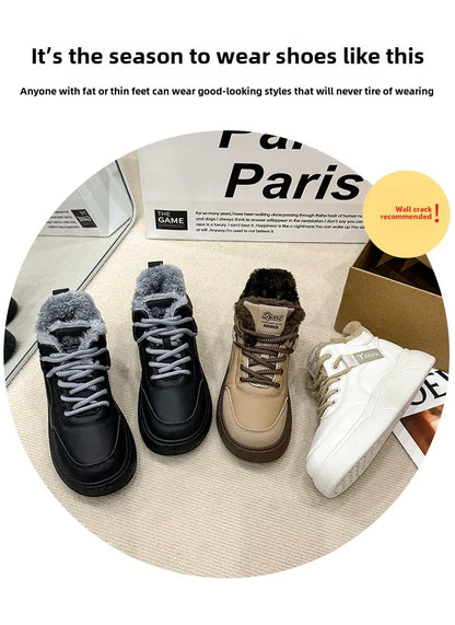 Stivali da neve da donna Scarpe in cotone ispessito in pile Inverno Nuove scarpe calde e versatili con la suola spessa Stivali da neve alla moda resistenti al freddo