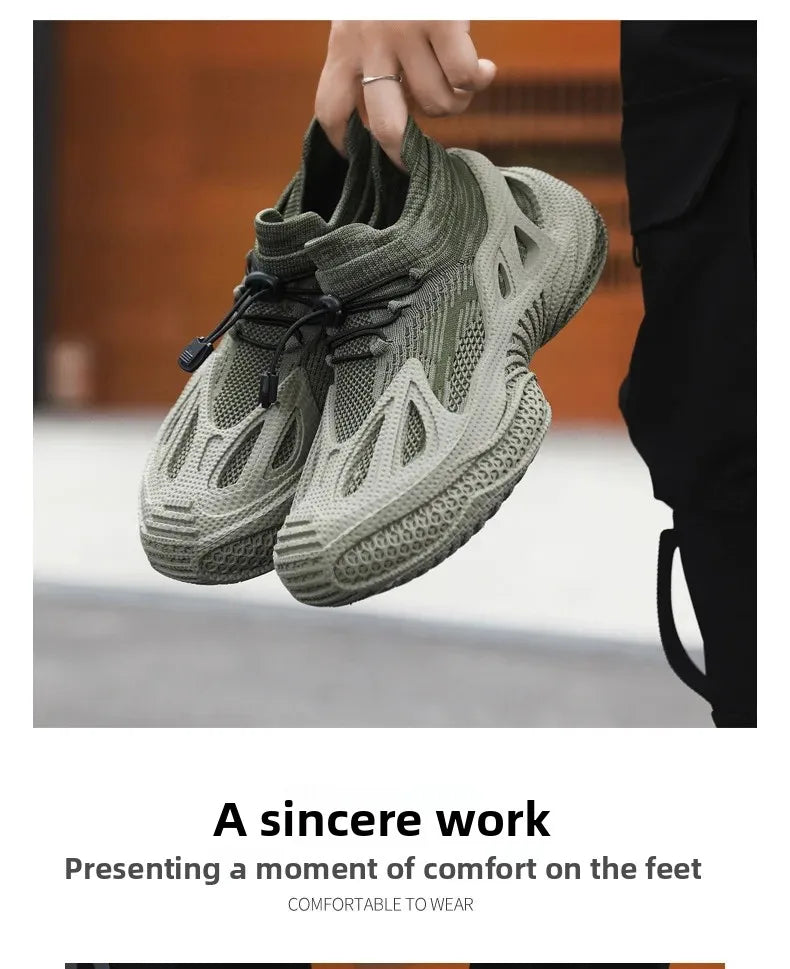 Scarpe da corsa da uomo Tomaia in mesh Traspirante Calzature sportive casual Tendenza estiva Ultraleggero Comodo Slip-on alla caviglia alta