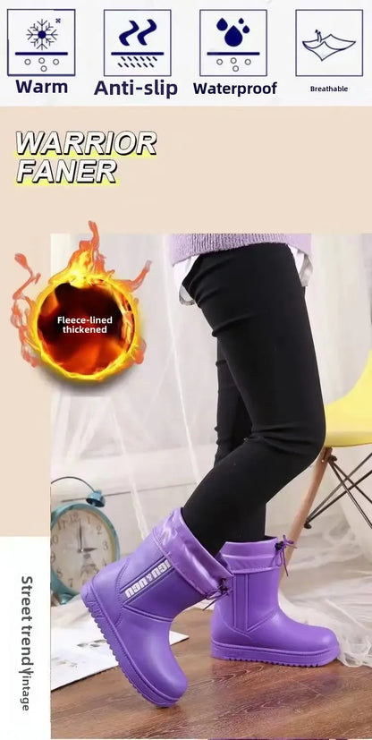 Stivali invernali in cotone EVA ispessito foderato in pile da donna ultraleggeri e impermeabili, scarpe in cotone caldo antifreddo per lavaggio auto