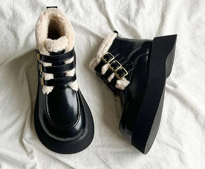Stivali da neve da donna imbottiti con lacci eleganti con tacco medio Scarpe da donna con lacci Y2k Peluche protettivo Comodo di alta qualità 39