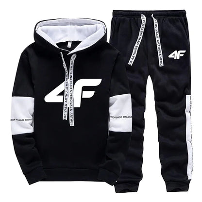 Tuta sportiva da uomo in saldo, con cappuccio, maniche lunghe, casual, pezzo unico, felpe e pantaloni della tuta, comoda da indossare all'aperto per il jogging quotidiano