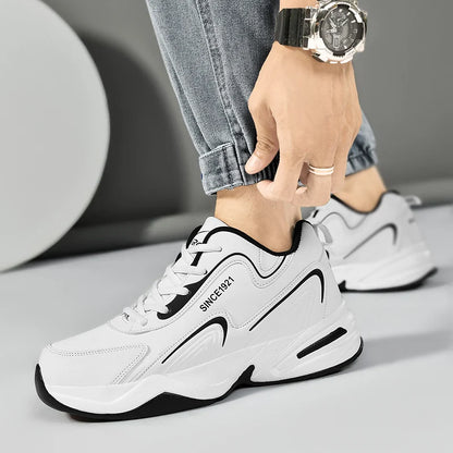 Scarpe da corsa sportive da uomo Scarpe da ginnastica casual morbide da passeggio all'aperto Sneaker in pelle di design di moda Tennis da uomo impermeabile Masculina