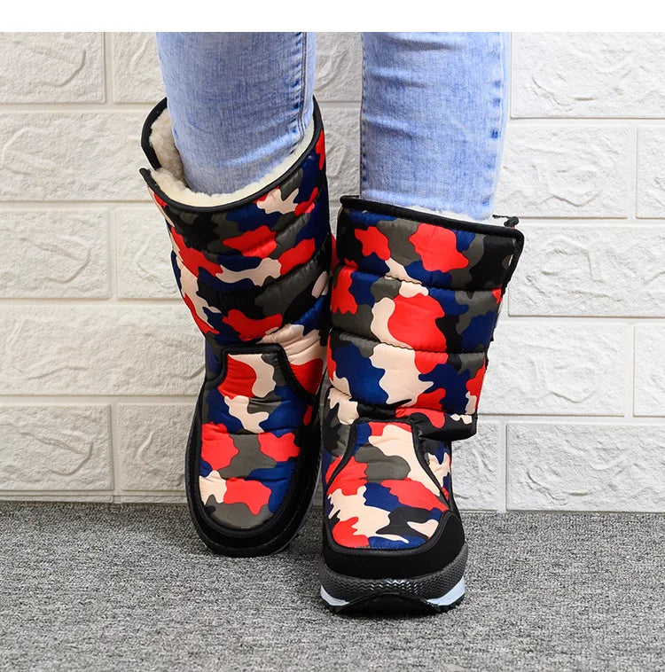 Stivali da uomo a metà polpaccio Stivali da neve da uomo impermeabili per esterni -40 °   Mantieni caldi stivali per coppie scarpe da donna con plateau antiscivolo taglia grande 36-47