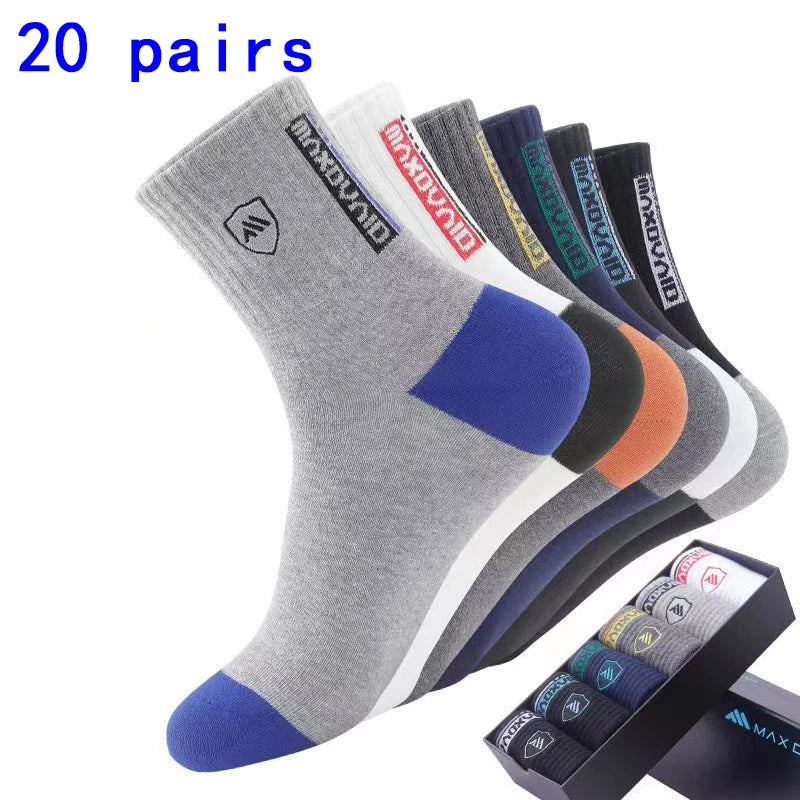 5 Pairs of Autumn and Winter MEN'S Sports Socks for Summer Leisure, Sweat Wicking, Lightweight and Breathable Basketball Socks