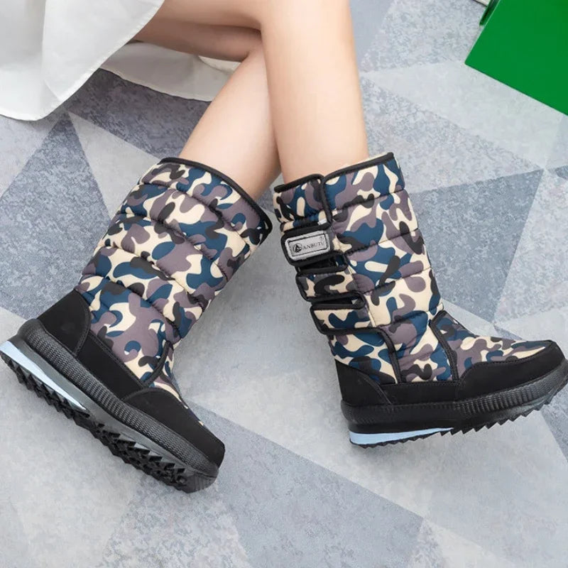 Stivali da uomo a metà polpaccio Stivali da neve da uomo impermeabili per esterni -40 °   Mantieni caldi stivali per coppie scarpe da donna con plateau antiscivolo taglia grande 36-47