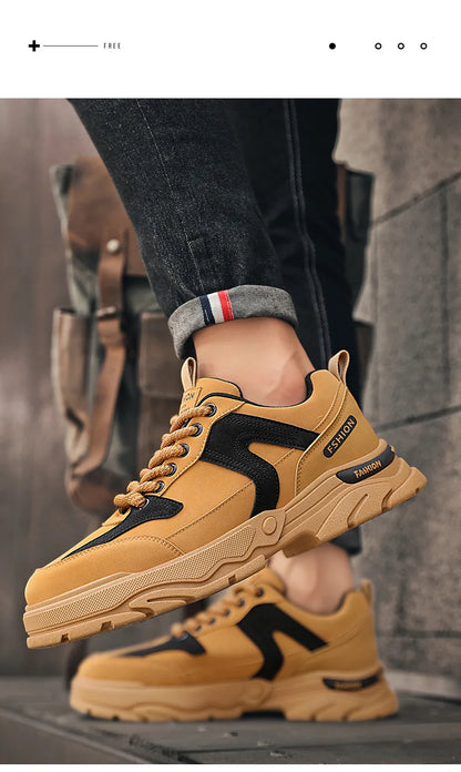 Fipatbu Scarpe casual primaverili da uomo Scarpe da ginnastica di lusso in pelle resistenti all'usura Chelsea Tattico Denim Combattimento Comode scarpe antinfortunistiche da lavoro