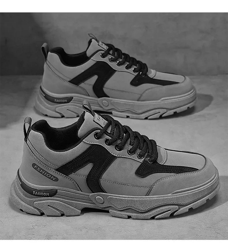 Fipatbu Scarpe casual primaverili da uomo Scarpe da ginnastica di lusso in pelle resistenti all'usura Chelsea Tattico Denim Combattimento Comode scarpe antinfortunistiche da lavoro