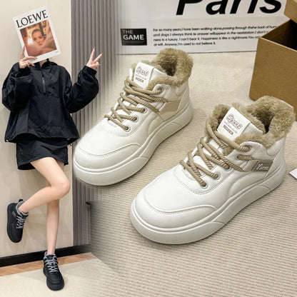 Stivali da neve da donna Scarpe in cotone ispessito in pile Inverno Nuove scarpe calde e versatili con la suola spessa Stivali da neve alla moda resistenti al freddo