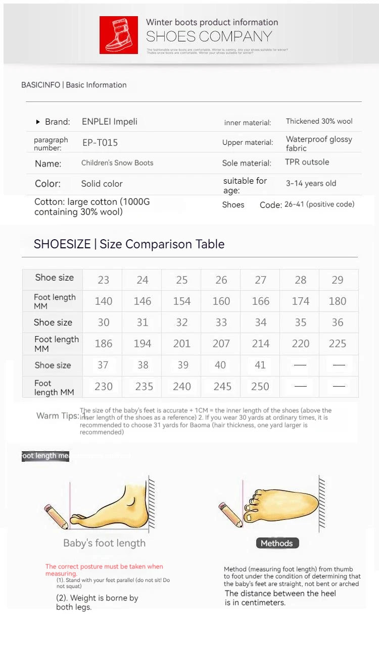 30% vera lana inverno caldo scarpe da bambino stivali da neve per bambini impermeabili -30 gradi tenere al caldo ragazze ragazzi stivali da neve scarpe per bambini