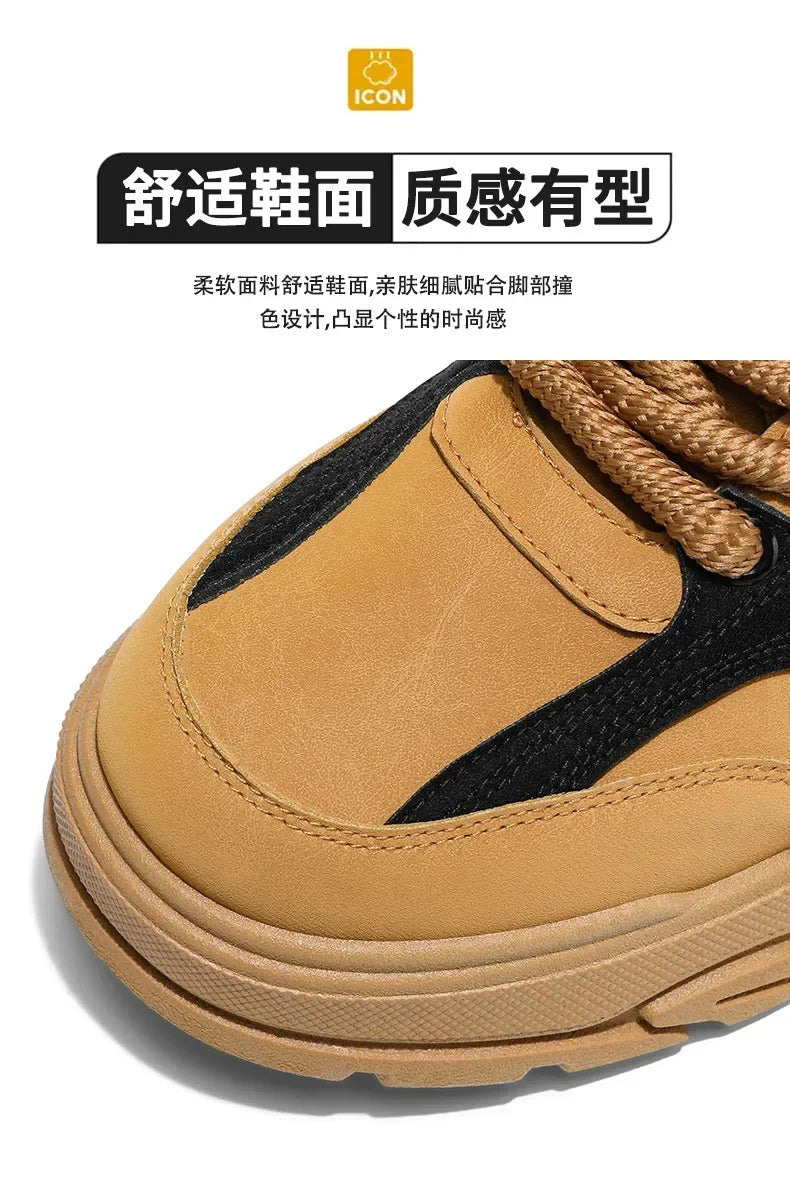 Fipatbu Scarpe casual primaverili da uomo Scarpe da ginnastica di lusso in pelle resistenti all'usura Chelsea Tattico Denim Combattimento Comode scarpe antinfortunistiche da lavoro