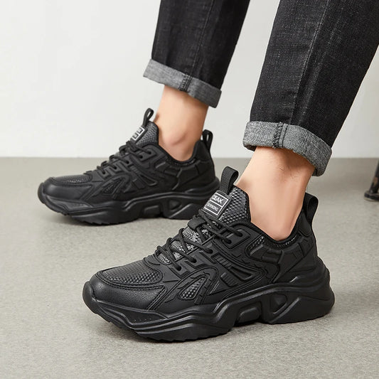 Nero Taglia 47 Scarpe comode con suola traspirante in mesh alla moda Scarpe casual da uomo Scarpe da corsa con fondo spesso Sneaker traspirante