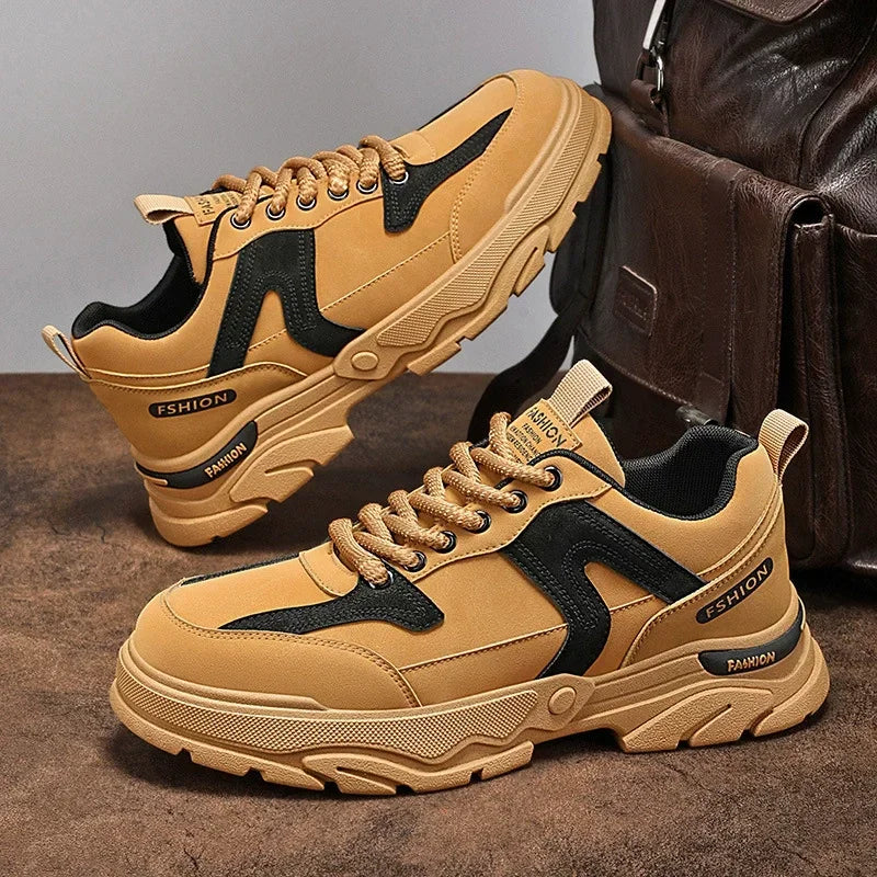 Fipatbu Scarpe casual primaverili da uomo Scarpe da ginnastica di lusso in pelle resistenti all'usura Chelsea Tattico Denim Combattimento Comode scarpe antinfortunistiche da lavoro