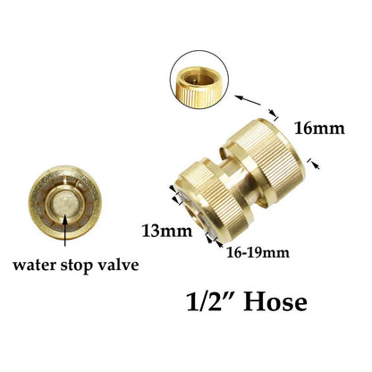 Raccordo rapido per tubo flessibile in ottone da 1/2'', 5/8", 3/4'', 1'', raccordo di arresto dell'acqua, raccordo per rubinetto con filettatura in rame, adattatore per pistola per irrigazione da giardino