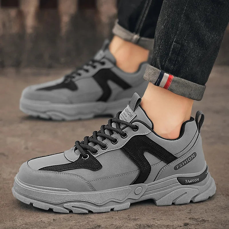 Fipatbu Scarpe casual primaverili da uomo Scarpe da ginnastica di lusso in pelle resistenti all'usura Chelsea Tattico Denim Combattimento Comode scarpe antinfortunistiche da lavoro