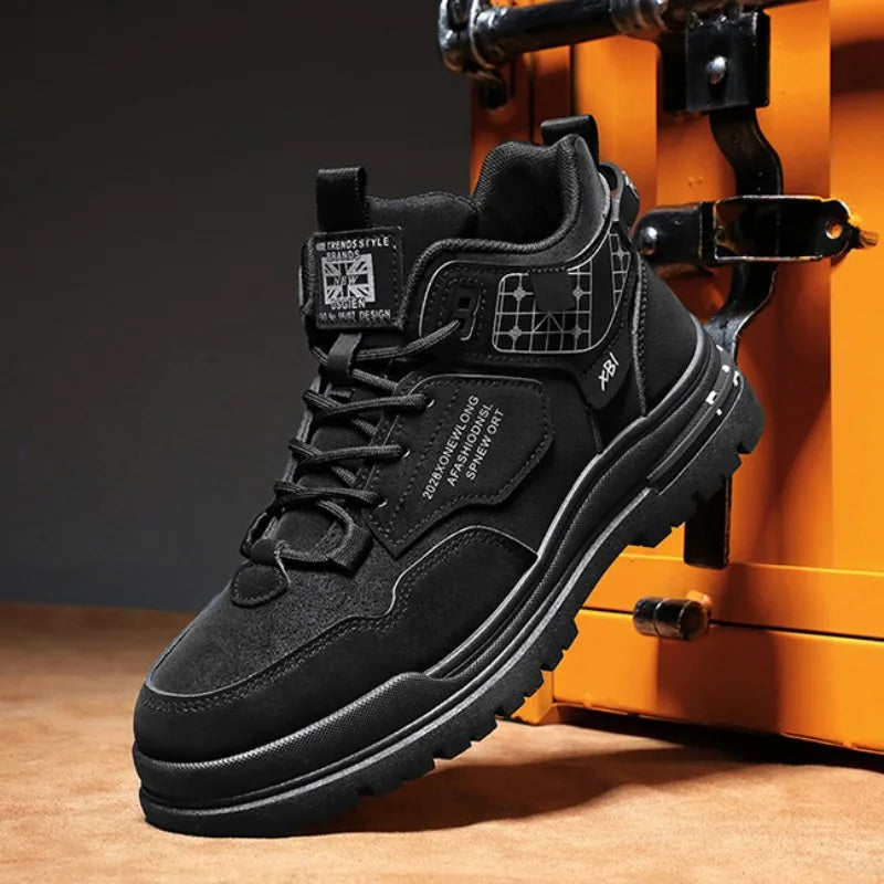 Scarpe Casual in pelle da uomo primavera traspirante spessore scarpe sportive studente moda High Top Skateboard scarpa stivaletto