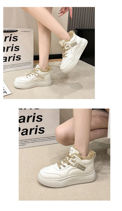 Stivali da neve da donna Scarpe in cotone ispessito in pile Inverno Nuove scarpe calde e versatili con la suola spessa Stivali da neve alla moda resistenti al freddo