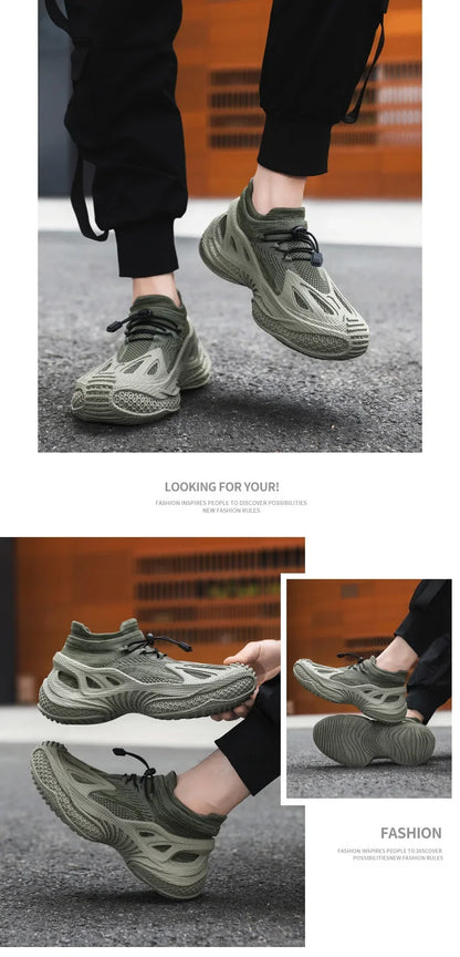 Scarpe da corsa da uomo Tomaia in mesh Traspirante Calzature sportive casual Tendenza estiva Ultraleggero Comodo Slip-on alla caviglia alta