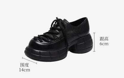 GKTINOO Genuino Del Cuoio 2025 Primavera Nuovo Punta Rotonda Suola Spessa Lace Up Mocassini Casual Versatile Scarpe Piattaforma Piatta da Donna