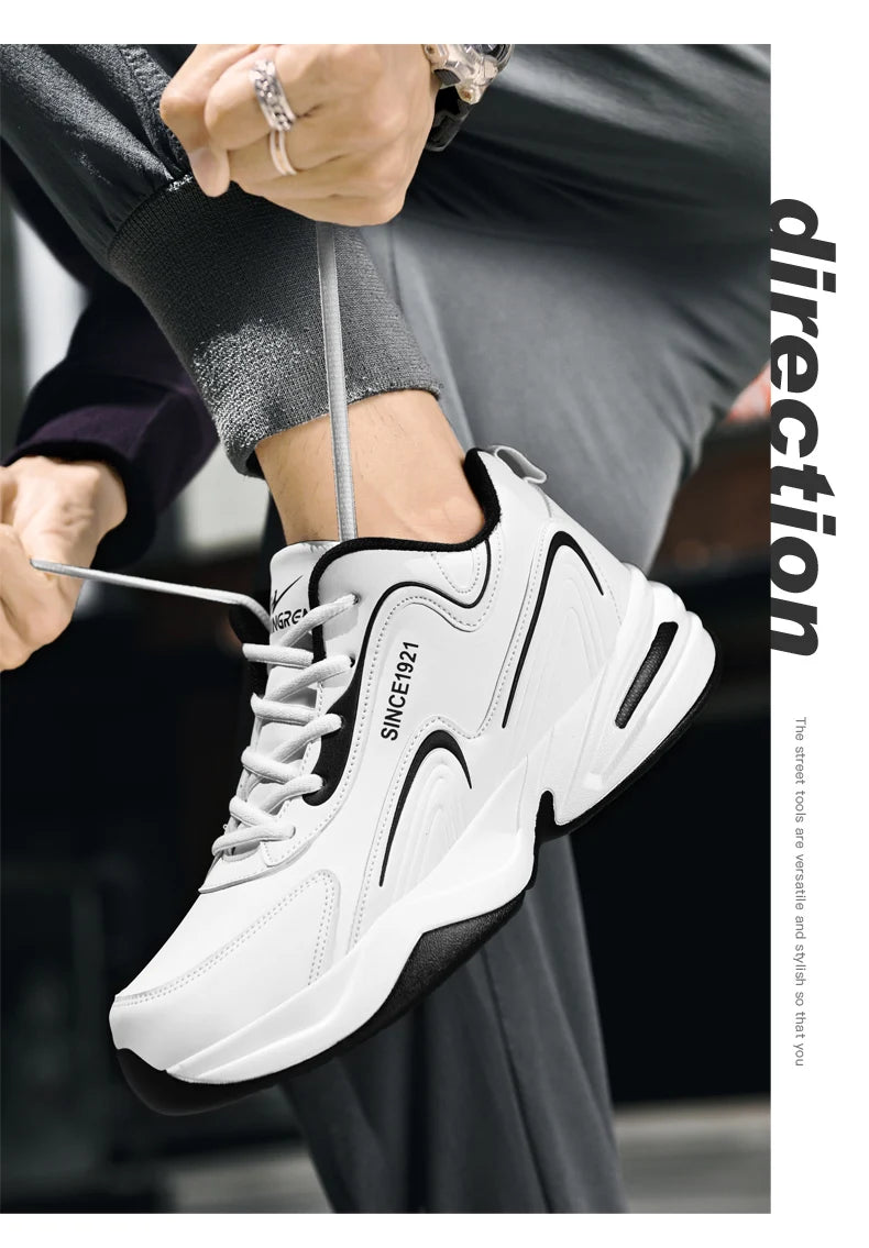 Scarpe da corsa sportive da uomo Scarpe da ginnastica casual morbide da passeggio all'aperto Sneaker in pelle di design di moda Tennis da uomo impermeabile Masculina