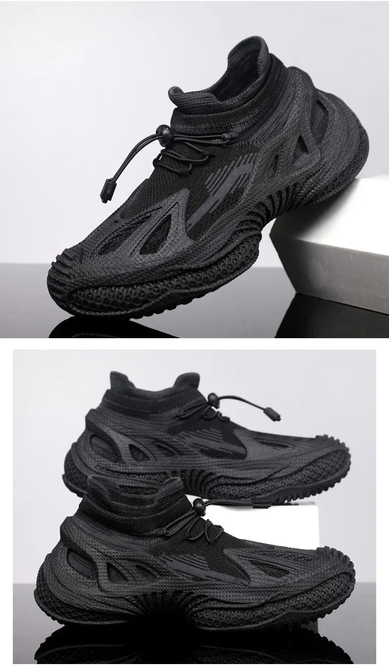 Scarpe da corsa da uomo Tomaia in mesh Traspirante Calzature sportive casual Tendenza estiva Ultraleggero Comodo Slip-on alla caviglia alta