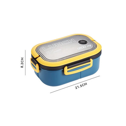 Bento Lunch Box a 2 strati da 1200 ml con cucchiaio e forchetta, contenitori per alimenti per microonde ad alta capacità per bambini, portatili, a prova di perdite, per ufficio e campeggio