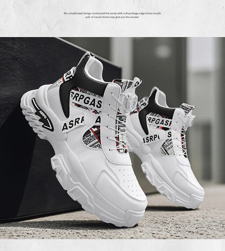 Scarpe da corsa sportive da uomo di grandi dimensioni per adolescenti, casual, con bottone di rotazione, fondo spesso, scarpe da papà rialzate, nuovo arrivo autunnale