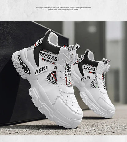 Scarpe da corsa sportive da uomo di grandi dimensioni per adolescenti, casual, con bottone di rotazione, fondo spesso, scarpe da papà rialzate, nuovo arrivo autunnale