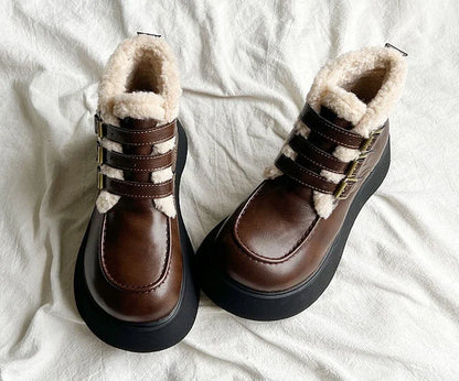 Stivali da neve da donna imbottiti con lacci eleganti con tacco medio Scarpe da donna con lacci Y2k Peluche protettivo Comodo di alta qualità 39