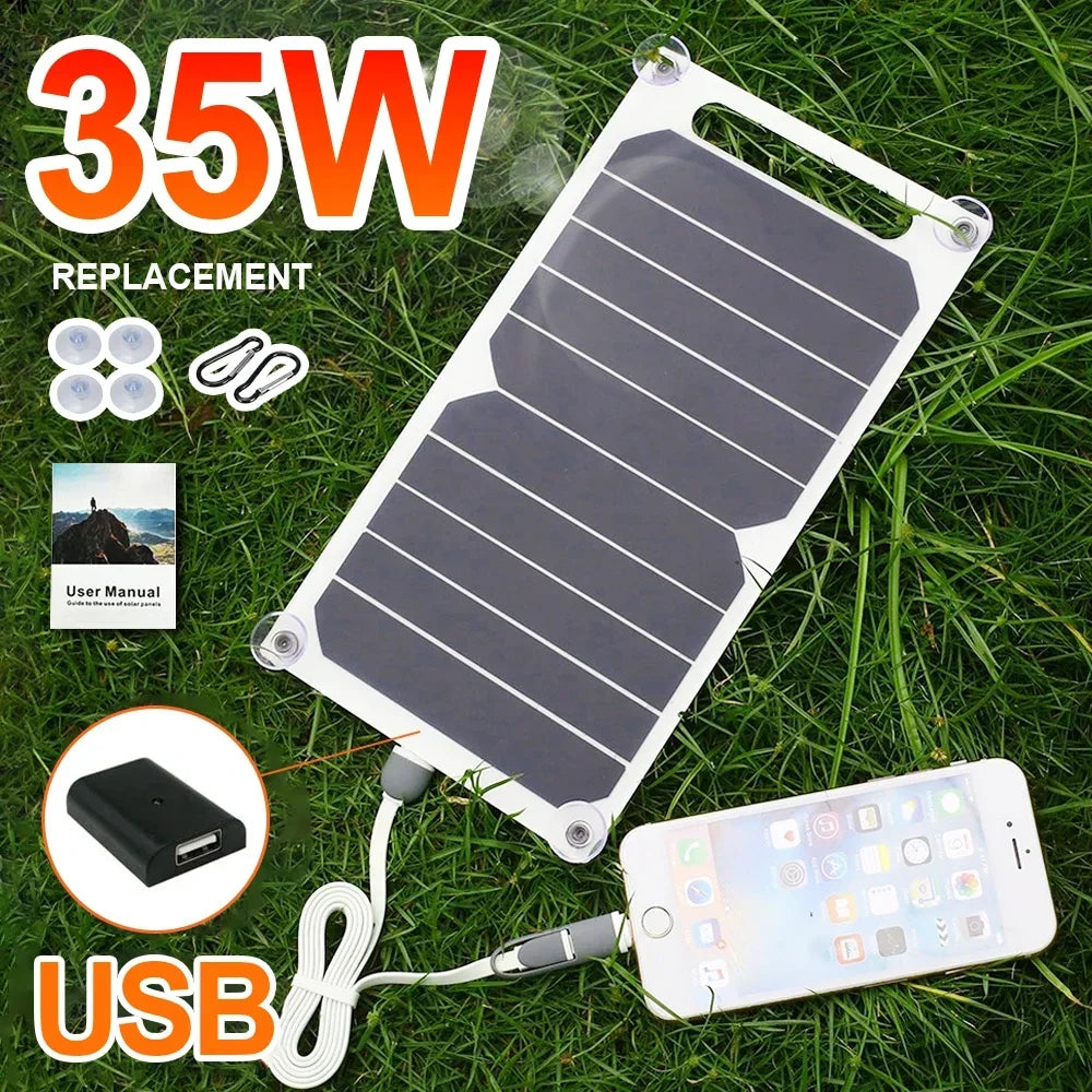 Pannello solare portatile Sunpower da 35 W, piastra solare da 5 V con caricabatterie USB sicuro e stabilizzato per power bank, telefono, campeggio, casa, camper, regalo