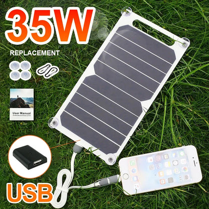 Pannello solare portatile Sunpower da 35 W, piastra solare da 5 V con caricabatterie USB sicuro e stabilizzato per power bank, telefono, campeggio, casa, camper, regalo