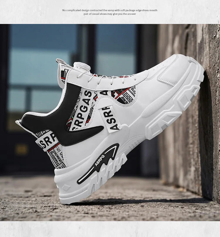 Scarpe da corsa sportive da uomo di grandi dimensioni per adolescenti, casual, con bottone di rotazione, fondo spesso, scarpe da papà rialzate, nuovo arrivo autunnale