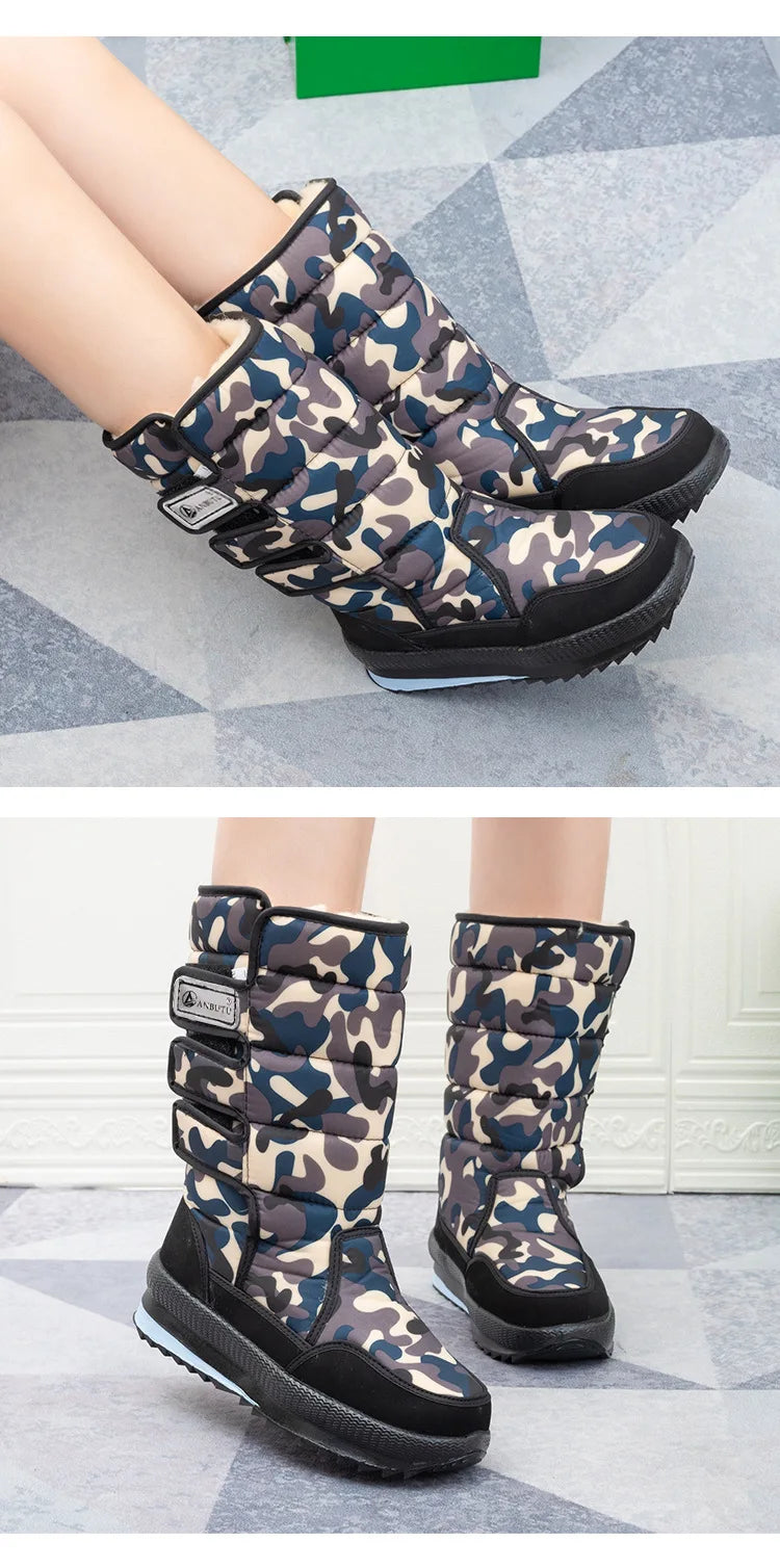 Stivali da uomo a metà polpaccio Stivali da neve da uomo impermeabili per esterni -40 °   Mantieni caldi stivali per coppie scarpe da donna con plateau antiscivolo taglia grande 36-47