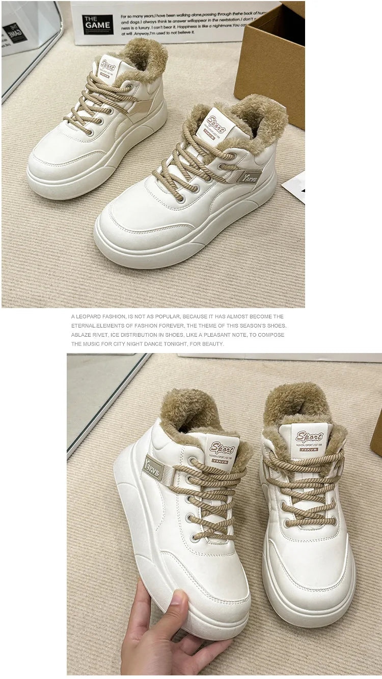 Stivali da neve da donna Scarpe in cotone ispessito in pile Inverno Nuove scarpe calde e versatili con la suola spessa Stivali da neve alla moda resistenti al freddo