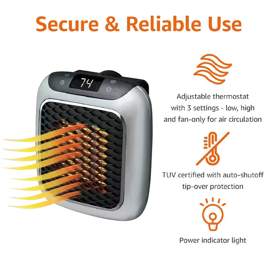 Mini riscaldatore più veloce per piccoli bagni domestici, ventilatori di riscaldamento, riscaldatore elettrico in ceramica PTC da parete con telecomando per uso domestico