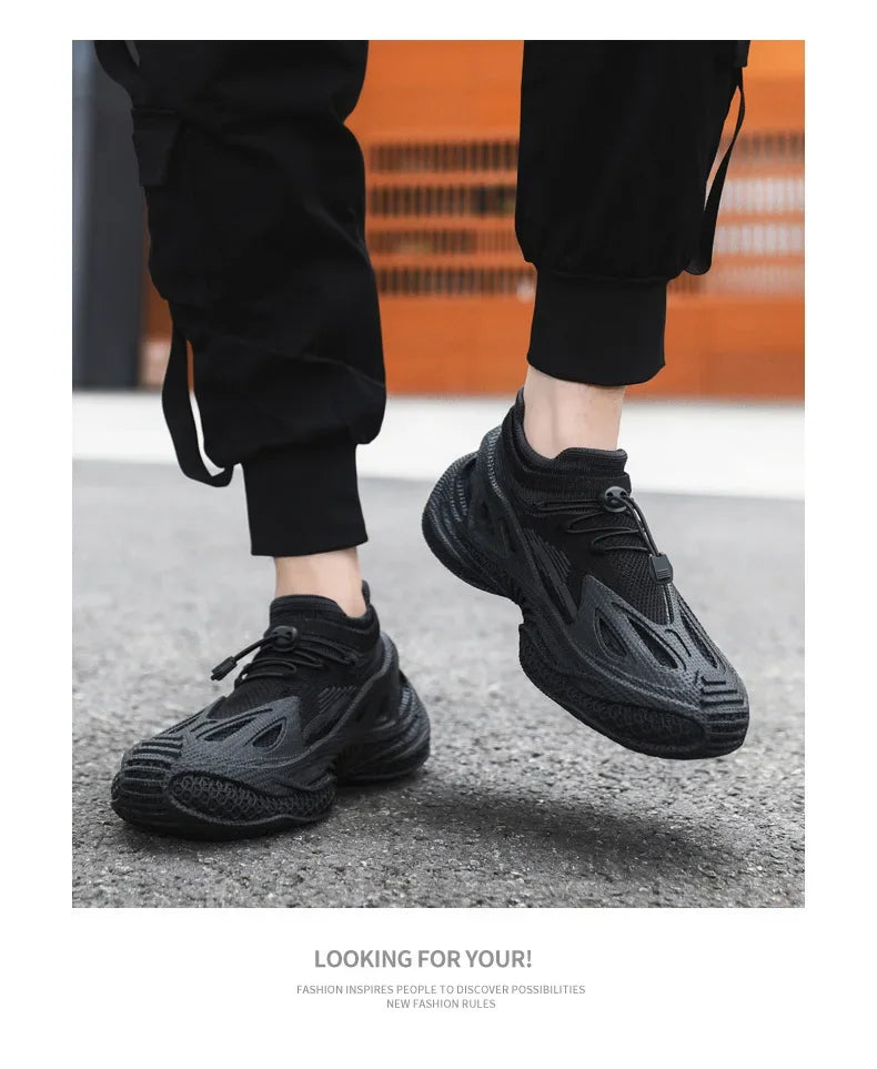 Scarpe da corsa da uomo Tomaia in mesh Traspirante Calzature sportive casual Tendenza estiva Ultraleggero Comodo Slip-on alla caviglia alta