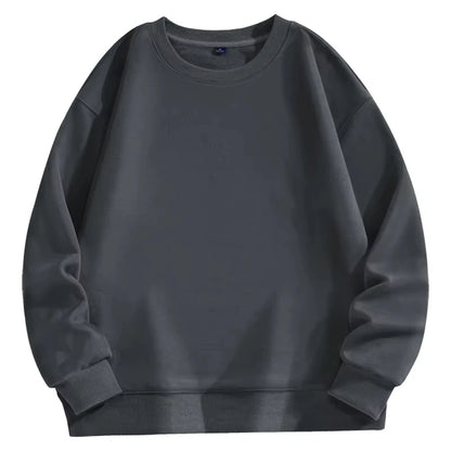 Felpa casual da uomo con scollo tondo e maniche lunghe, classica da uomo, tinta unita, ideale per le coppie, abbigliamento essenziale quotidiano