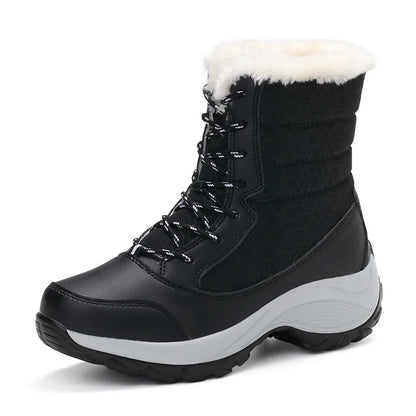 Stivali da neve Stivali con plateau da donna Scarpe invernali da donna antiscivolo Stivaletti caldi in pelliccia per donna Zeppe Stivali alti alla coscia impermeabili