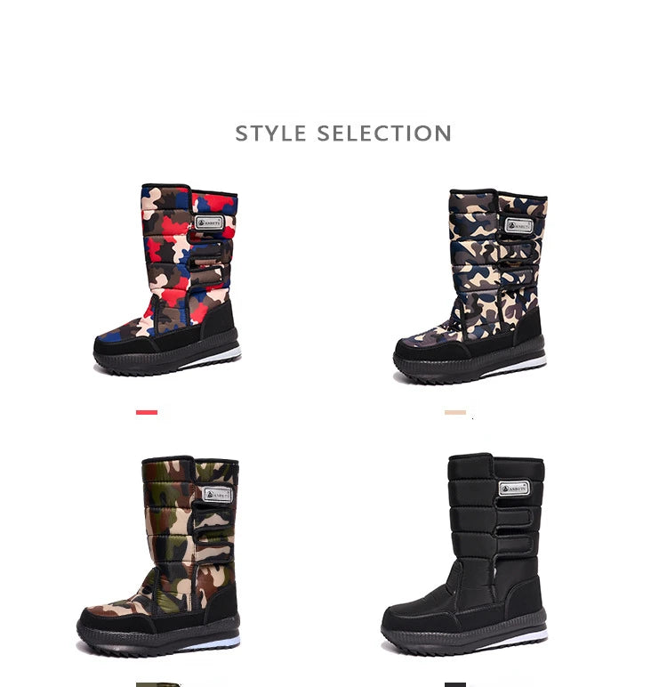 Stivali da uomo a metà polpaccio Stivali da neve da uomo impermeabili per esterni -40 °   Mantieni caldi stivali per coppie scarpe da donna con plateau antiscivolo taglia grande 36-47